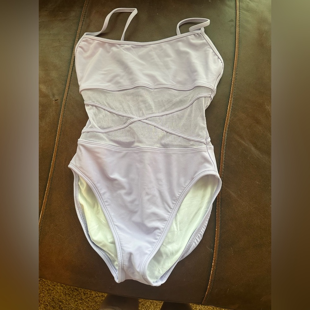 Light Lavender One-Piece Swimsuit with Mesh Insets. Size 8 by Anne Cole